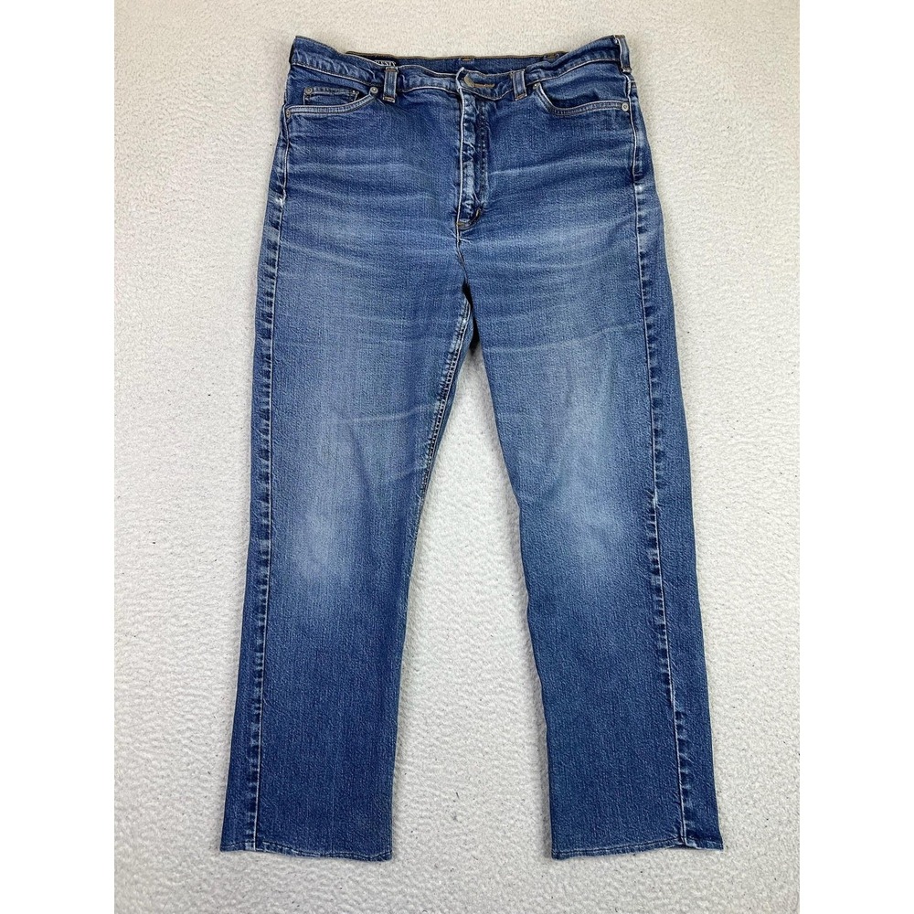 Lands' End High Rise Straight‎ Jeans Womens 14x28 Blue Medium Wash Stretch Denim